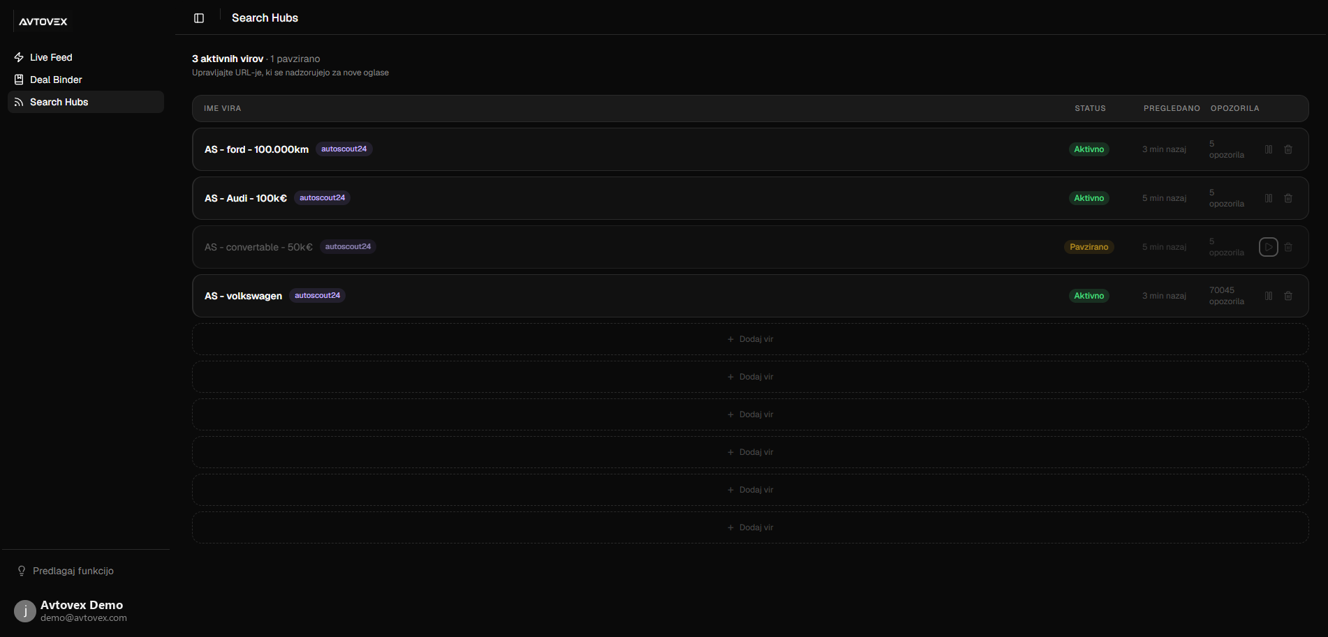 Avtovex Search Hubs